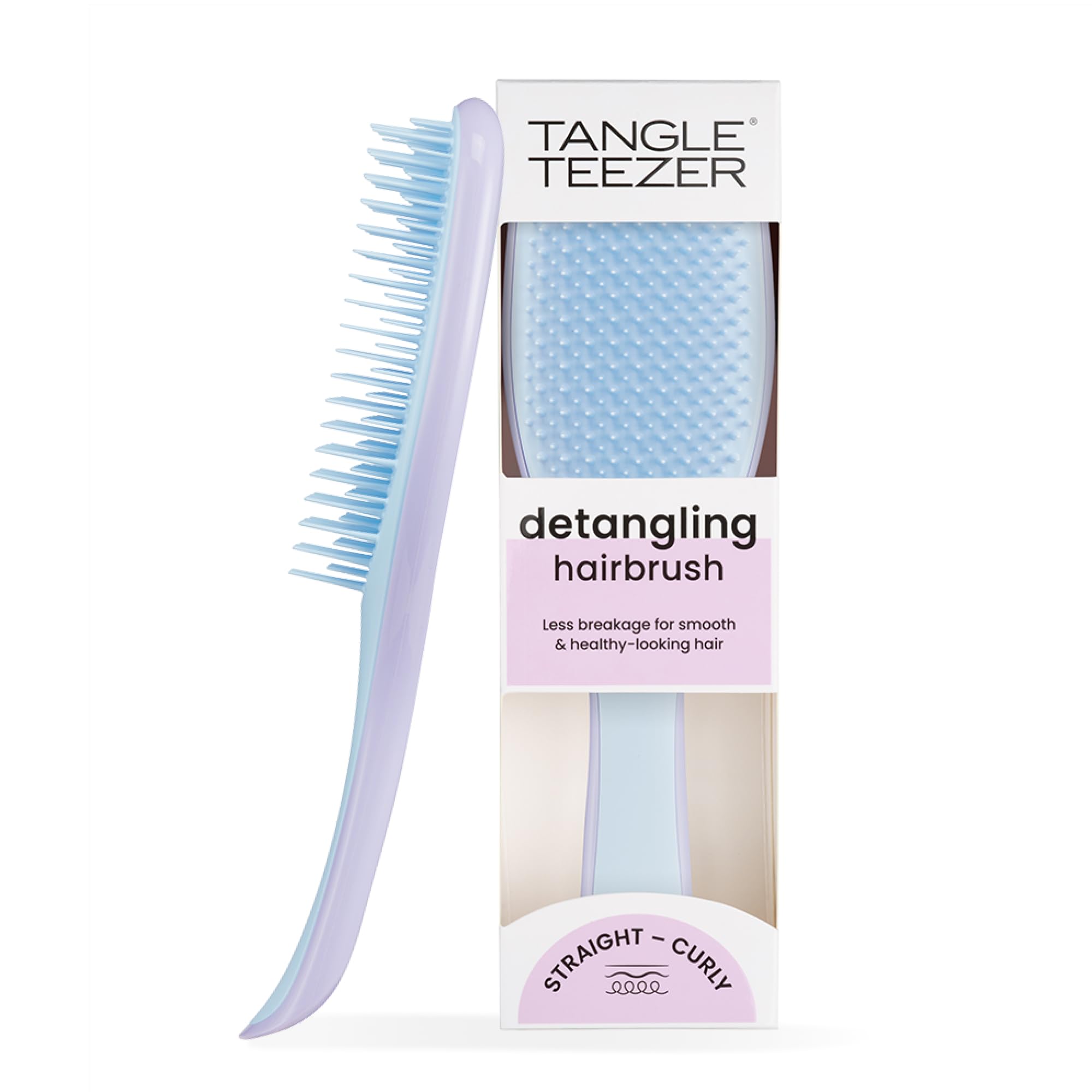 Ultimate Detangler Hairbrush - For Wet & Dry Hair - Detangling Brush for All Hair Types - Two-Tiered Teeth Reduce Breakage & Eliminate Knots - Lilac Cloud Blue