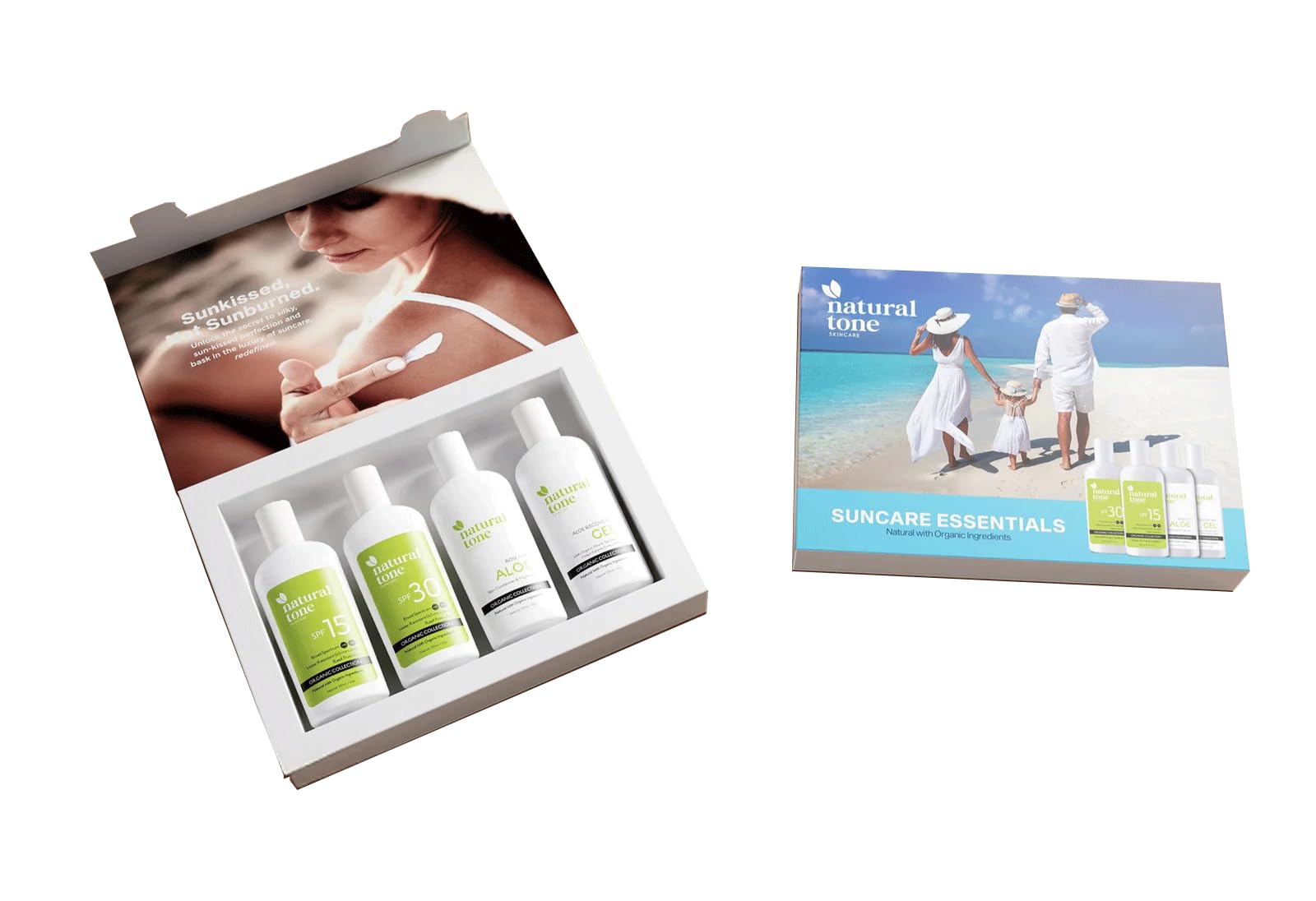 Natural Tone Organic Skincare Suncare Essentials Travel Pack in 59ml Bottles, 14.75 ml (Pack of 4)