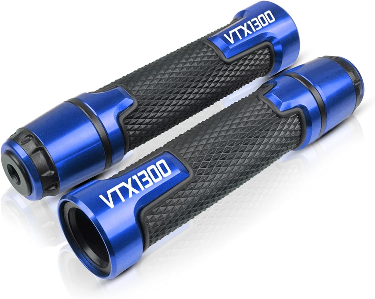 for Honda VTX1300 VTX1300CX 2003-2019 Motorcycle Anti Skid Rubber Handlebar Grips 7/8" 22mm CNC Aluminum Grips Caps Plugs Handle Bar Ends Grips (Color : Blue)
