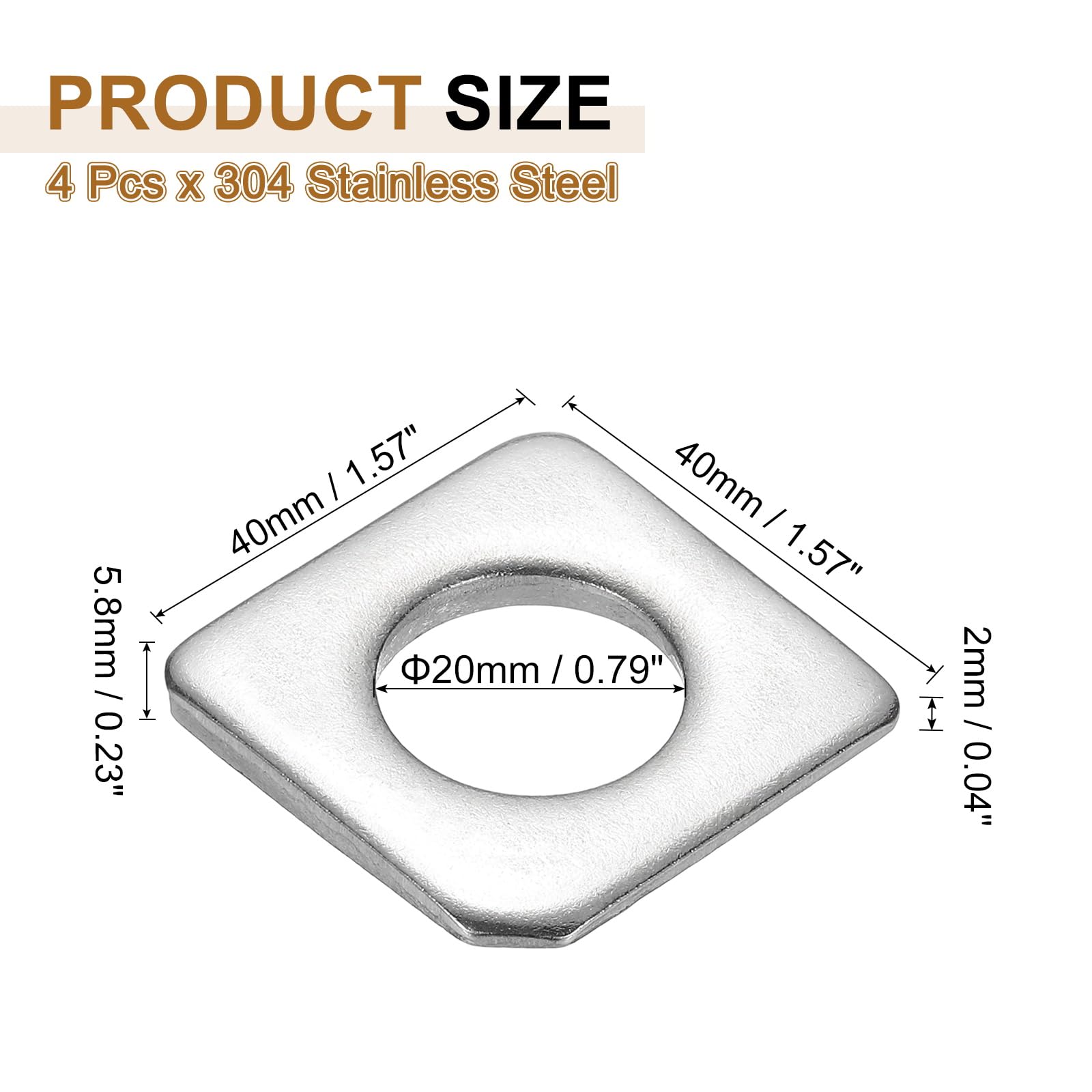PATIKIL 4pcs M20 Beveled Square Washers - Image 2