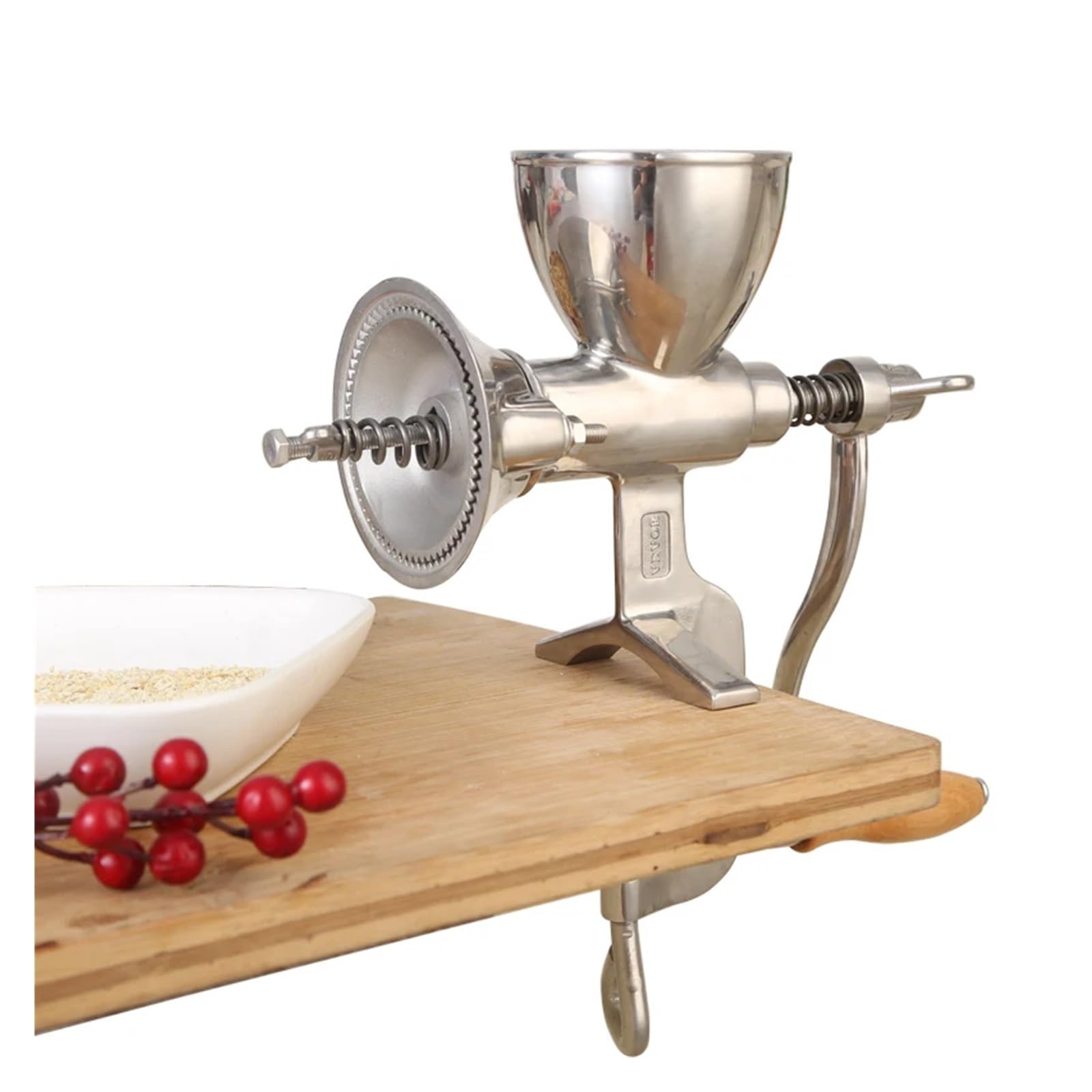 AMZBNEIDI Stainless Steel Hand Meat Grinder for Home Use, 304 Stainless Steel Manual Grain Pepper Mill Grinder for Corn Herbs Wheat Multiple Sizes(L)