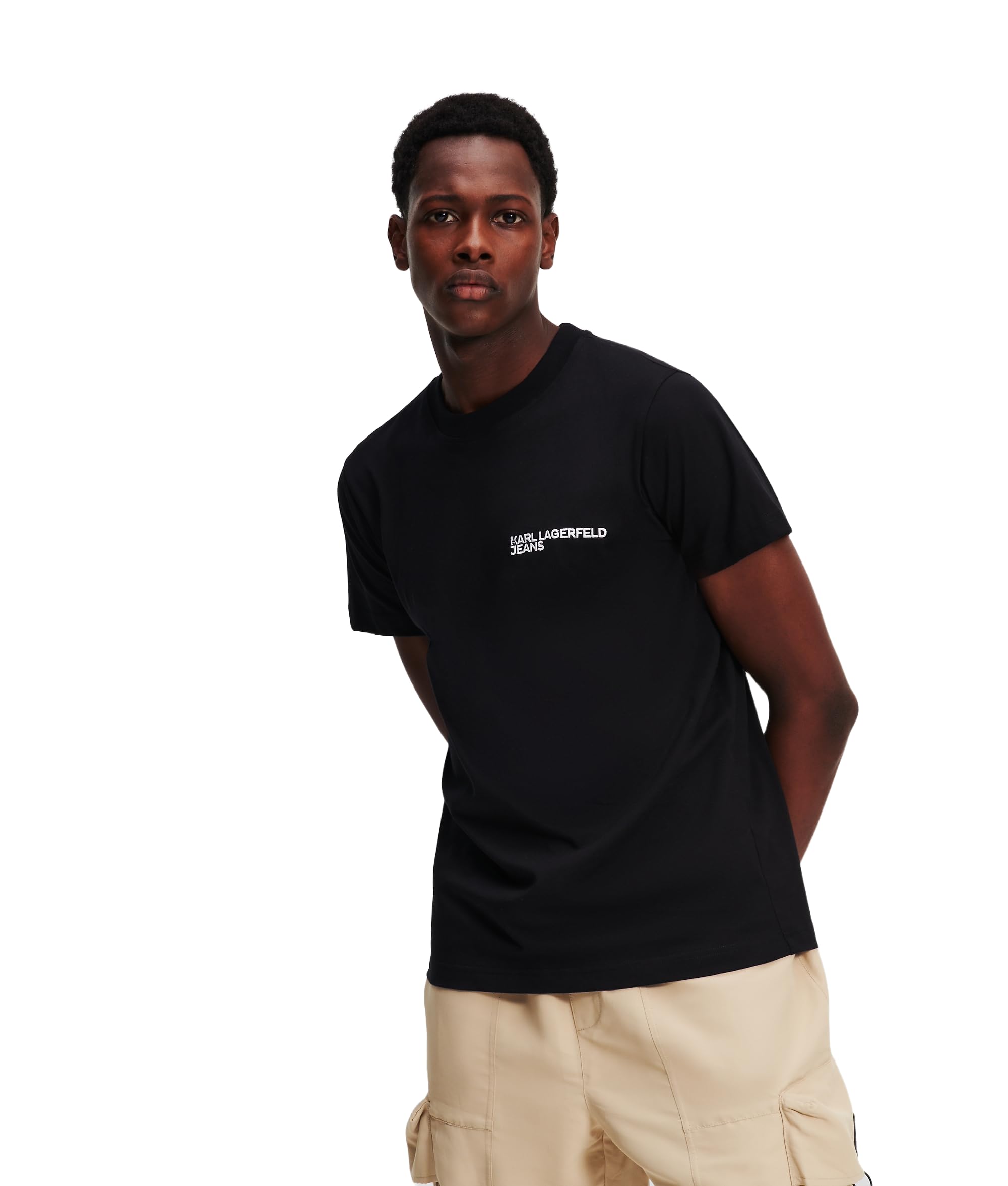KARL LAGERFELD JEANS, Men's, Slim Short Sleeve Essential Logo Tee, Slim Fit, Black, XS