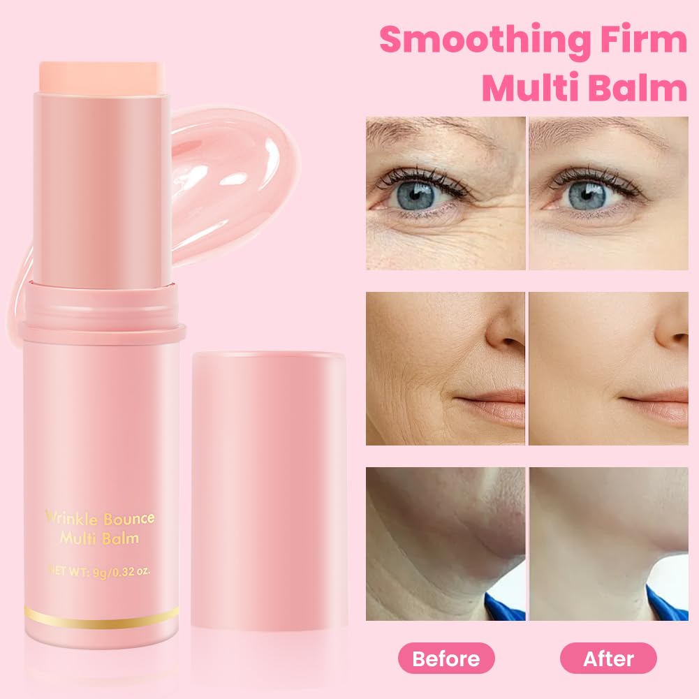 Aomig 2 Pezzi Multi Balm Stick, Calcium Stick Antirughe con Estratto di Collagene, Sticks Idratante al Collagene Per Occhi, Collo e Viso, Balsamo Anti-Età, Idratante, Antirughe