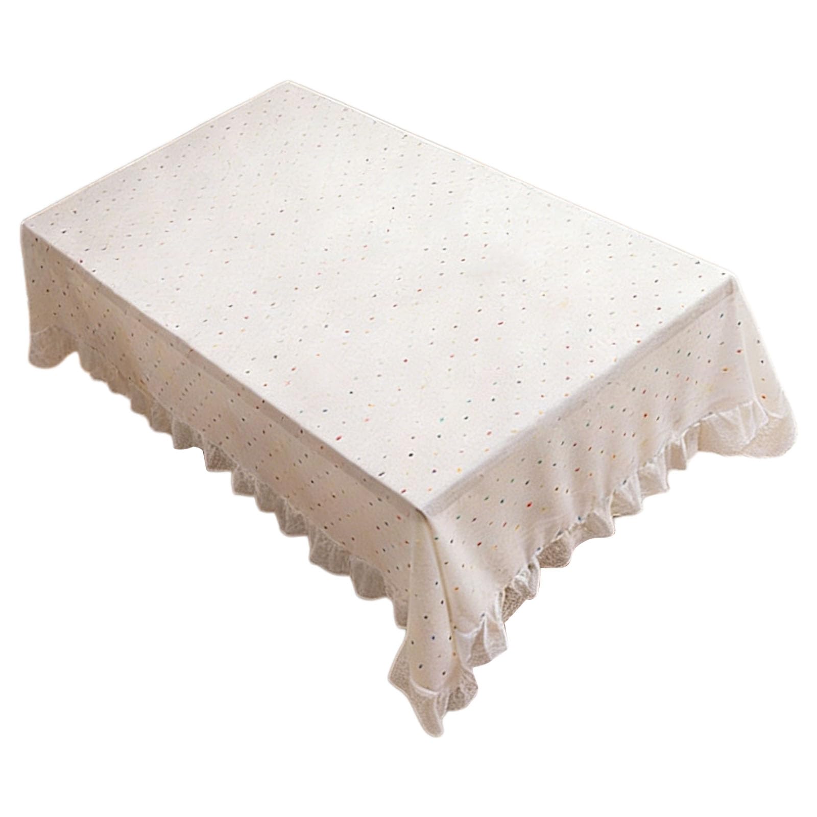 Tsophreniq Decorative Colorful Dots Table Cover Washable Polyester with Ruffled Edges for Restaurant Fashion Tablecloth Home Decors Tablecloth Coffeeshop Runner Dining Cloth