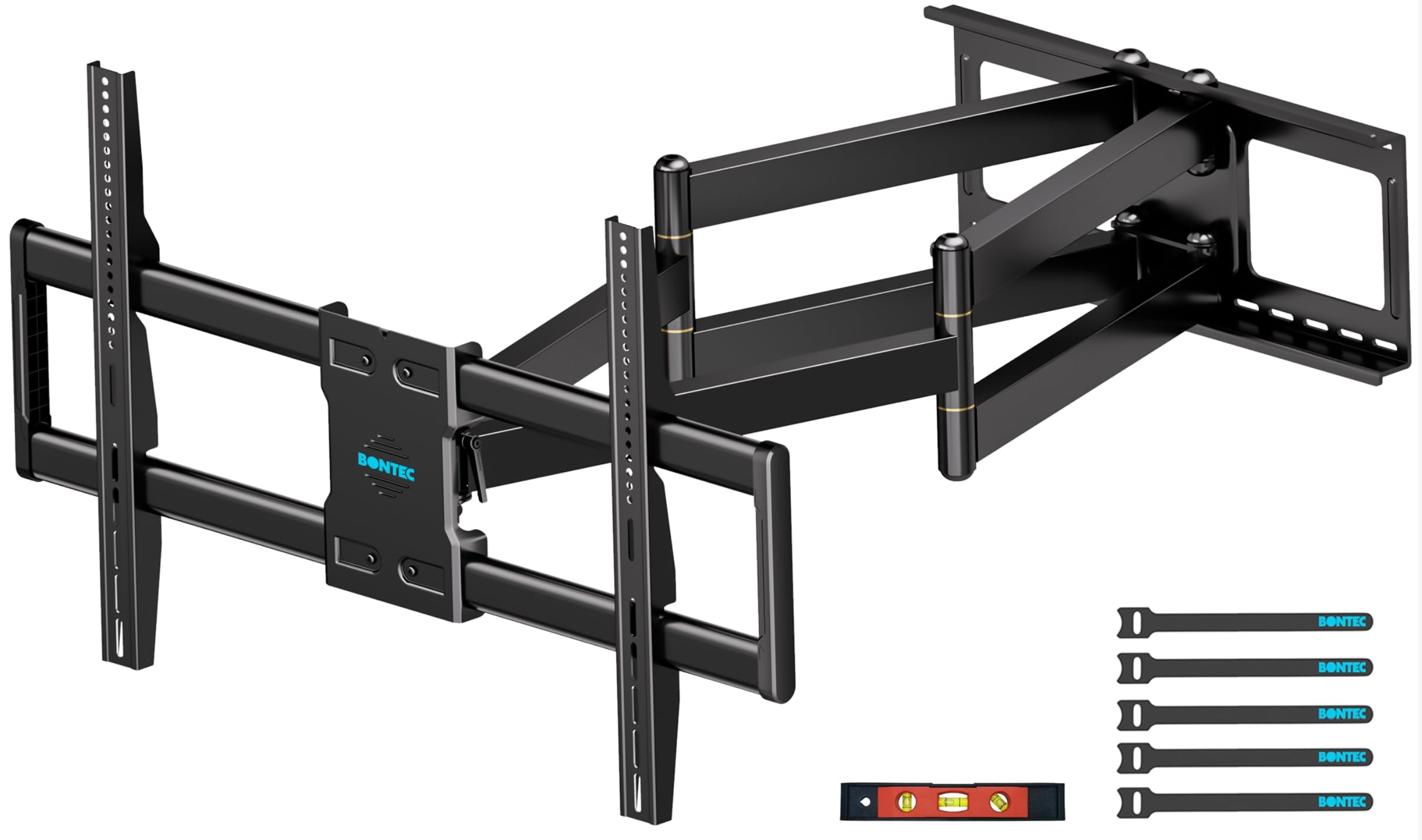 BONTEC Uchwyt ścienny do telewizorów 60-110 cali do 125 kg, podwójne ramię z wysuwem 1016 mm, odchylany i obrotowy, kompatybilny uchwyt ścienny do telewizora, maks. VESA 800 x 600 mm, do ekstra