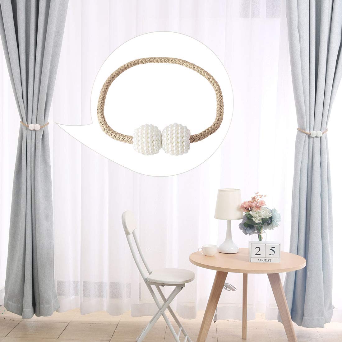 4 Fermatende Magnetici Per Tende, Lunghi 48,3 Cm, Con Sfere Di