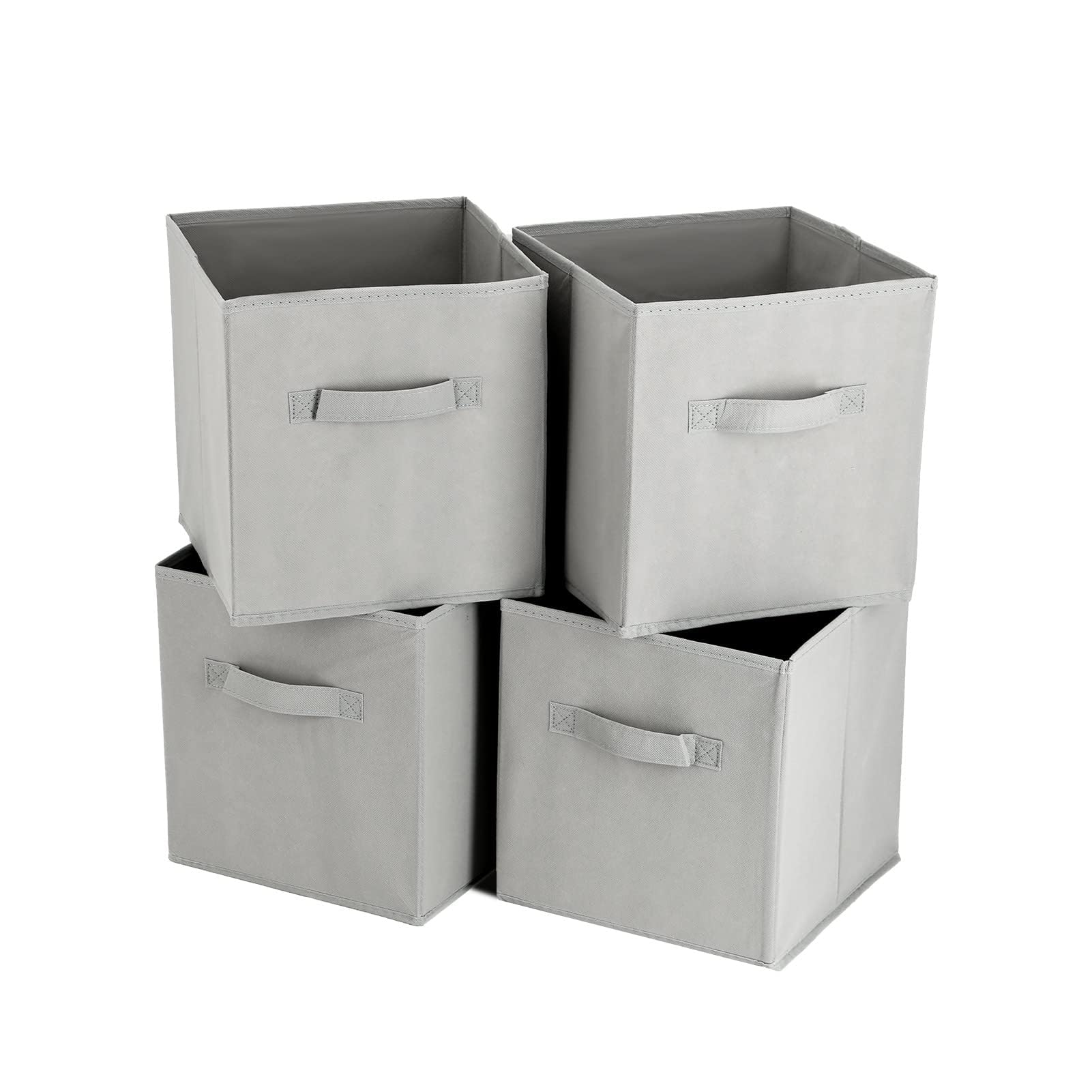 LN COZY CORNER 4PCS Foldable Cube Storage Boxes with Handles, 27x27x28cm Fabric Organiser Baskets for Home, Office, Nursery, and Closet Organisation Gery โ image 1