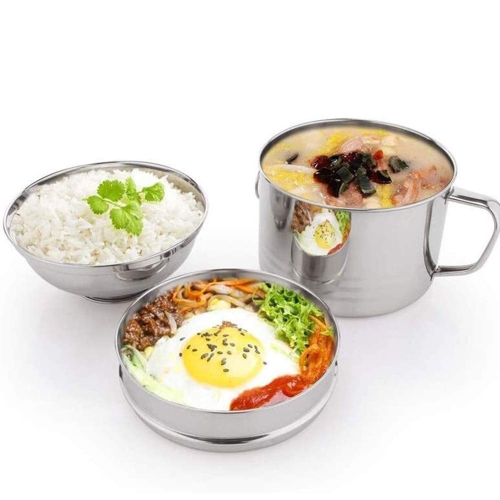 Pudełko ryżowe, Lunchbox ze stali nierdzewnej; Lunchbox; Miska do ryżu dla nastolatków; Kubek fast foodów; Dwuwarstwowy, z pokrywką;,Lunch Boxów