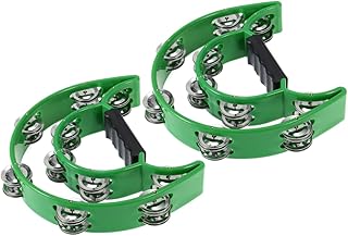 ERINGOGO 2 Peças Pandeiro De Percussão Chocalho De Mão Pandeiro De Plástico Pandeiro Portátil Sino Meia Lua Pandeiro Jingle Pandeiro Tambor De Percussão De Metal De Fileira Dupla