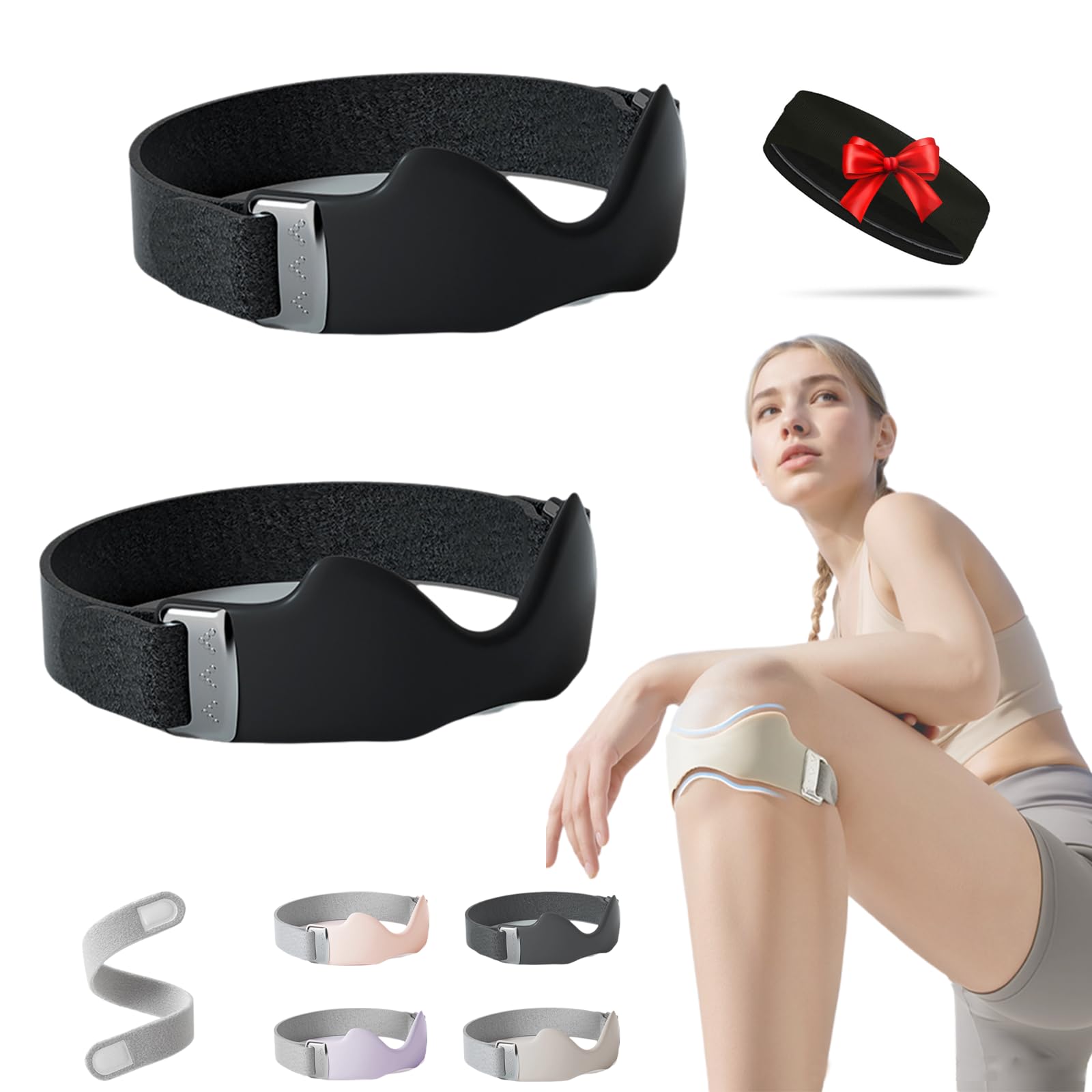 Patella Tendon Knee Strap, Flexwrap Knee Strap, Non-Slip Silicone, Knee Support Men, Patellar Tendon Support Strap, for Knees Pain Knees Brace Running Basketball Hikin (Black-2Pcs)