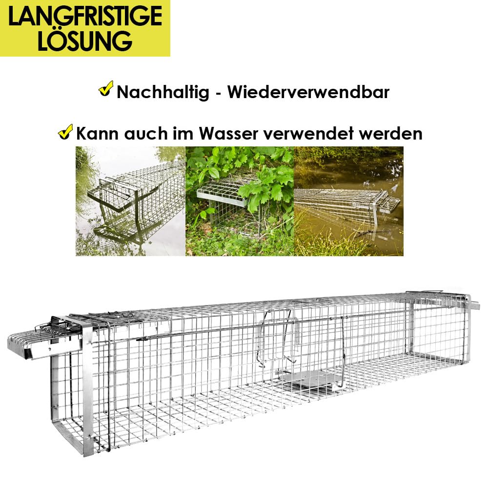 Lebendfalle 180 x 34 x 34 Heavy Drahtfalle Marder Lebend Garten Kaninchen Abwehr Umsiedeln Falle Haus Waschbär Fuchs größere Tiere Zubehör Vertreiben Dachboden Petigi