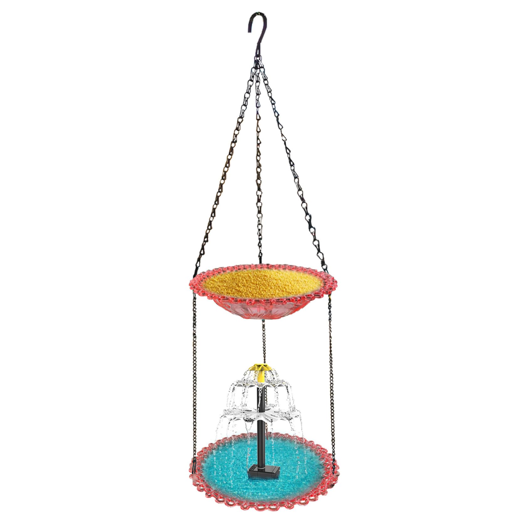 Fontaine solaire bain d'oiseaux suspendu pour animer votre décoration de jardin extérieur