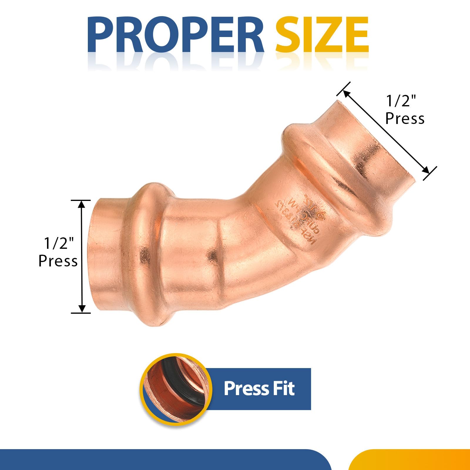 Paquete de 30 Codos de presión de Cobre GUOFIS, Codo de presión de 45 Grados de 1/2 Pulgada P x P para tuberías de Agua.