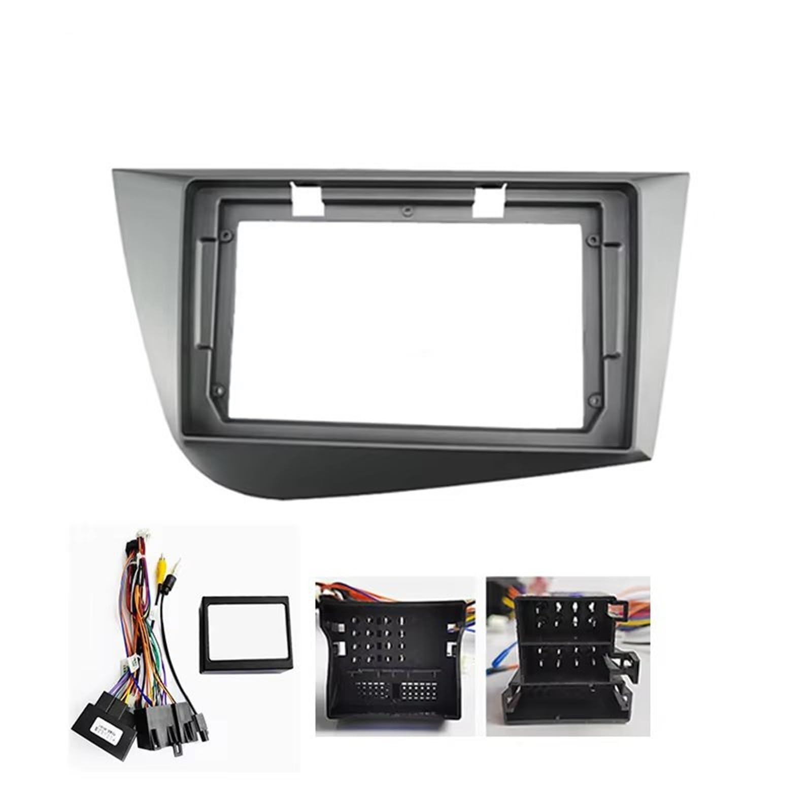 Panel Embellecedor Radio para Seat para Leon 2 MK2 2005-2012 Radio Estéreo Fascia 2Din Marco Panel Reproductor DVD Cable Adaptador Canbus Marco Radio para Coche(Frame Wire RHD)