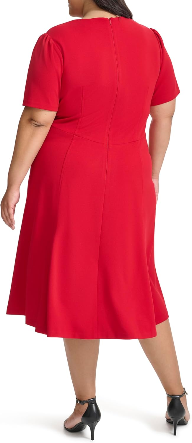 Tommy Hilfiger Women's Scuba Crepe Structured Short Puff Sleeve - Image 4