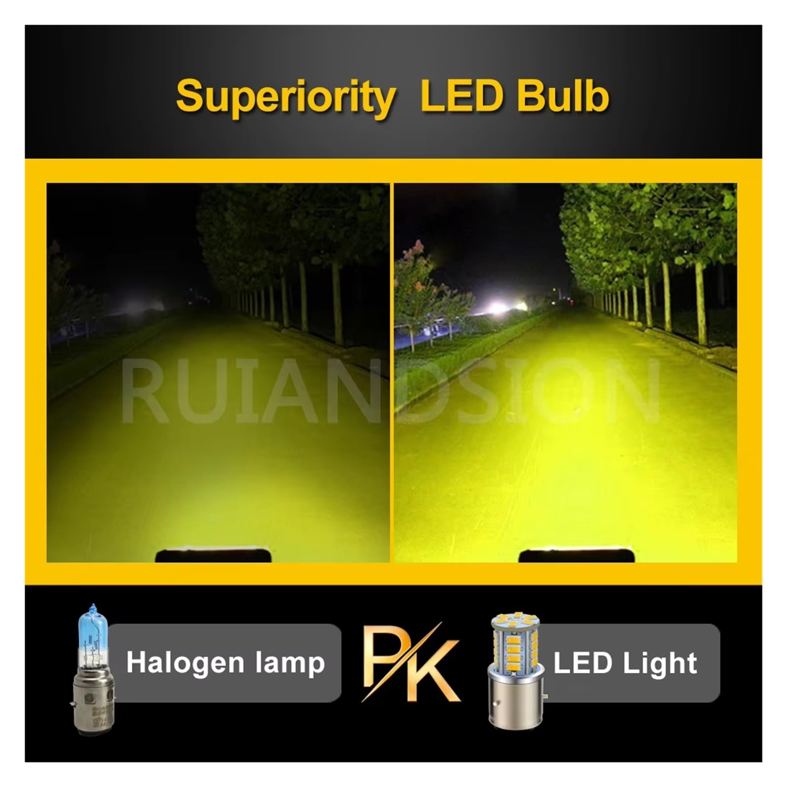 Moto Phare Projecteur Ampoule Phare LED BA21D pour Moto Cyclomoteur Scooter 5730SMD CC 6-30V 12V 24V Jaune Citron Feux Croisement/Route Phare Moto LED(10Piece)