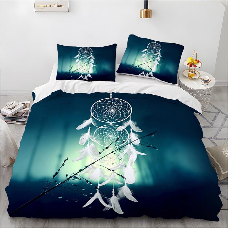 phonxia Parure de lit 220x240 Adulte Attrape-RêVes Bleu Housse de Couette 2 Personnes, Housse de Couette 220x240 avec Fermeture Éclair Ultra Doux Microfibre Literie et...