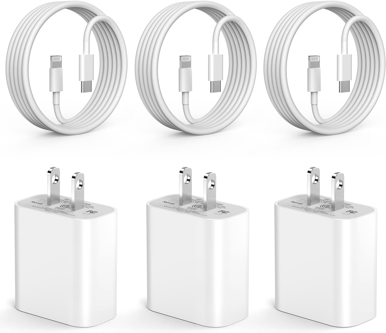 IIOZO iPhone Fast Charger, 3 Pack PD 20W Type C Fast