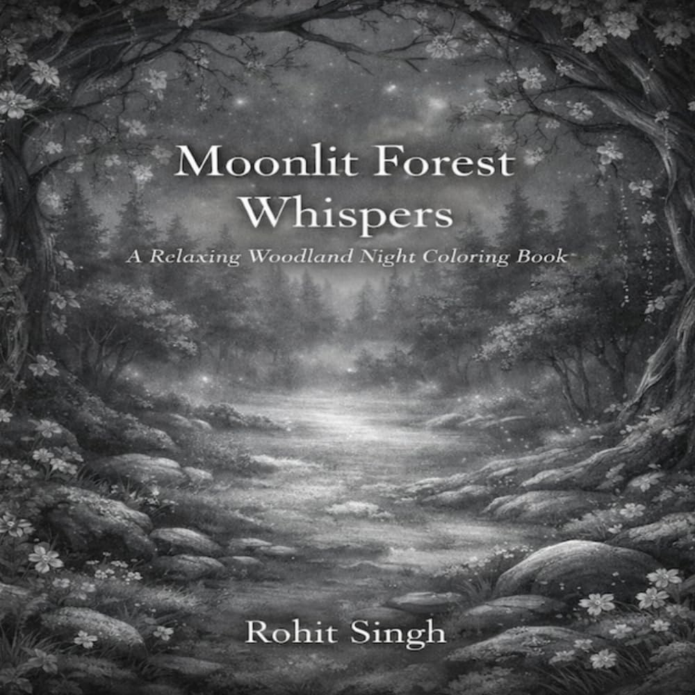Moonlit Forest Whispers: A Relaxing Woodland Night Coloring Book