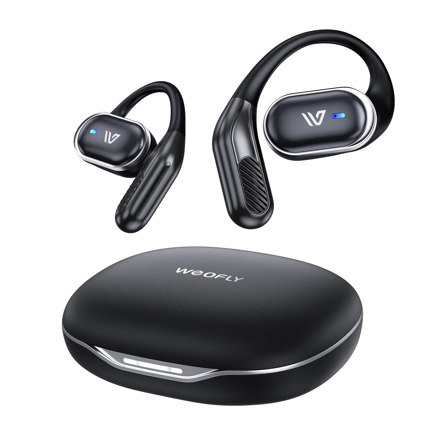 Weofly Outfits Open Ear Headphones, Wireless Bluetooth 5.4 Open Ear Earbuds Lightweight Open Ear Buds with Mic IPX7 Waterproof Sports Earbuds (Black)