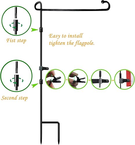 Miniatura 6 de Soporte para bandera de jardín, poste con clip, pintura impermeable con recubrimiento de polvo para banderas de casa, banderas decorativas, banderas