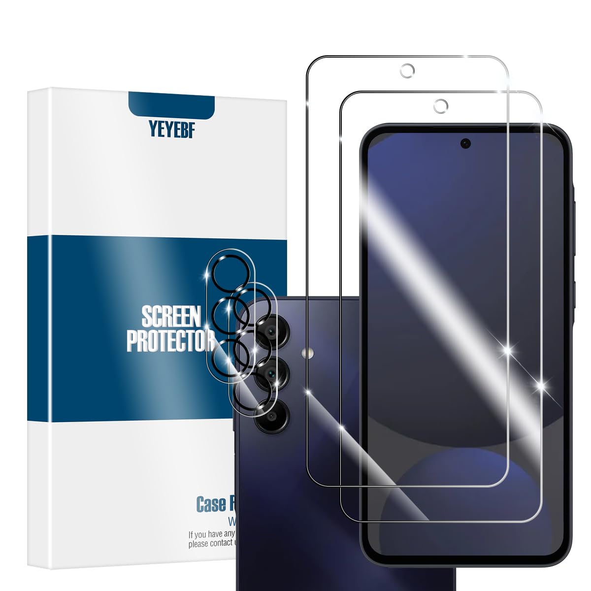 YEYEBF Screen Protector for Samsung Galaxy S24 FE, [2+2 Pack] Tempered Glass for Galaxy S24 FE & Camera Lens Protectors[Ultrasonic Fingerprint Unlock]