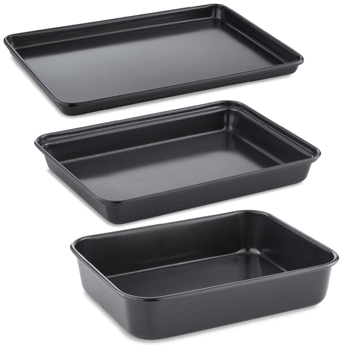 Tower T943029B1 Precision Plus - Set di 3 utensili da cucina, in acciaio alluminato con rivestimento antiaderente, colore: nero