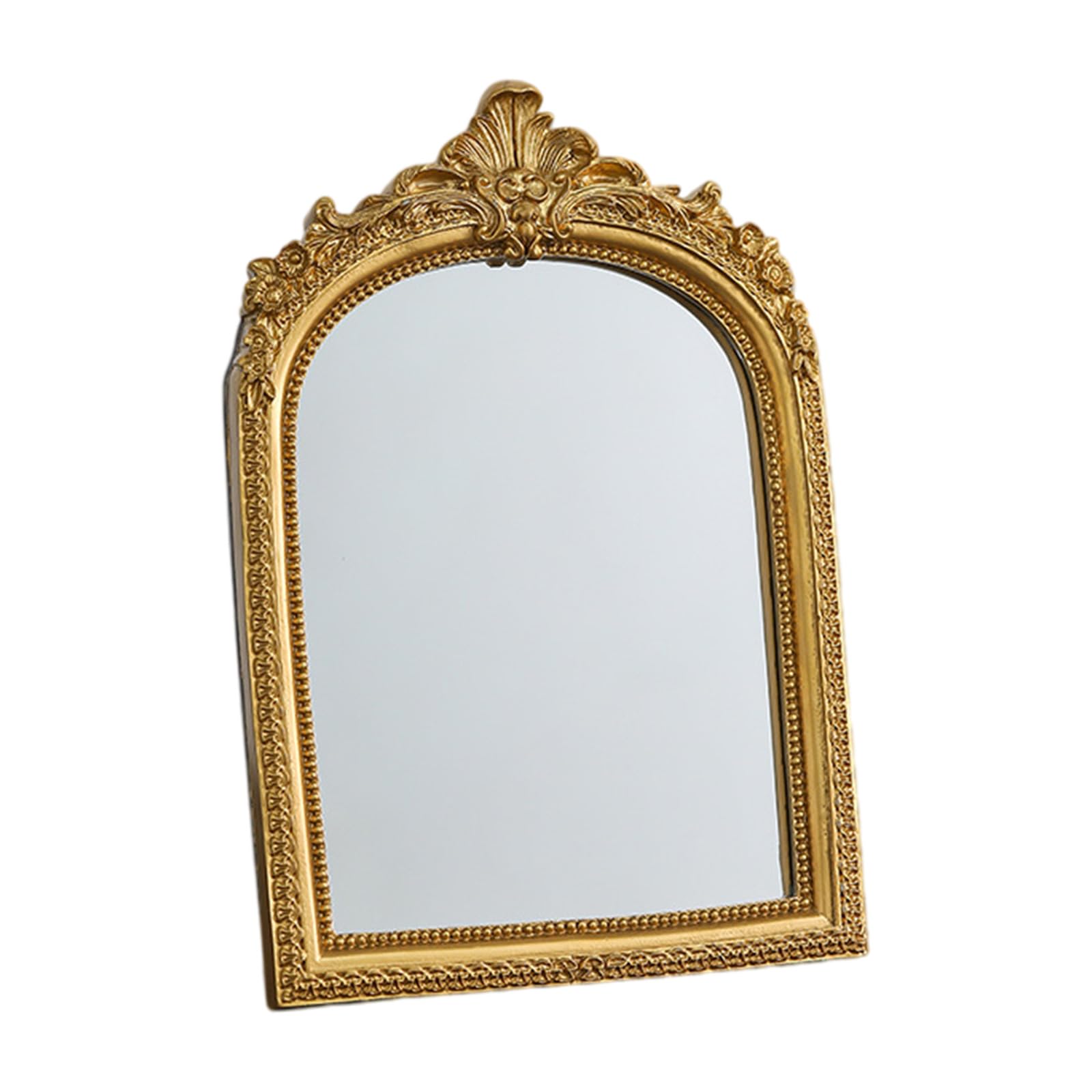 Buxuaaaa 8 Inches Decorative Carved Florals Arched In Resins Frame For Living Spaces Traditional Incised Wall Mirroring