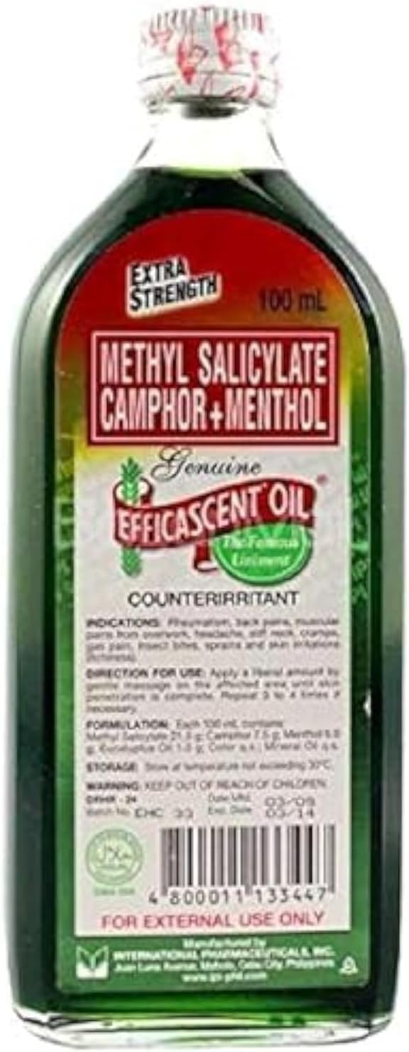 METHYL SALICYLATE CAMPHOR + MENTHOL Genuine Efficascent Oil Extra Strength 100 ML Bottle