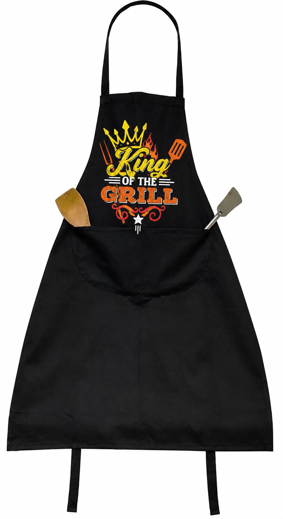 BITALY King Of The Grill BBQ Apron for Men with Front Pocket – Funny Cooking & Grilling Apron Gift for Dad, Husband & BBQ Lovers – Colour