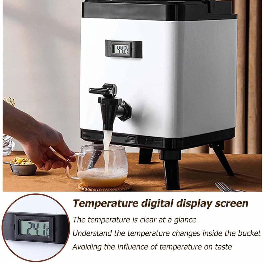Dispensador de bebidas aislado con termómetro, jarra de bebidas frías y calientes con grifo, capacidad de 12 litros para té, jugo y más