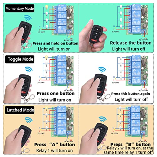 Dieserc 2404 Dc 12V 24V 4Ch Wireless Remote Control Switch Dc 6-30V 10A 4-Channels 433Mhz Radio Frequency Relay Receiver thumb #7