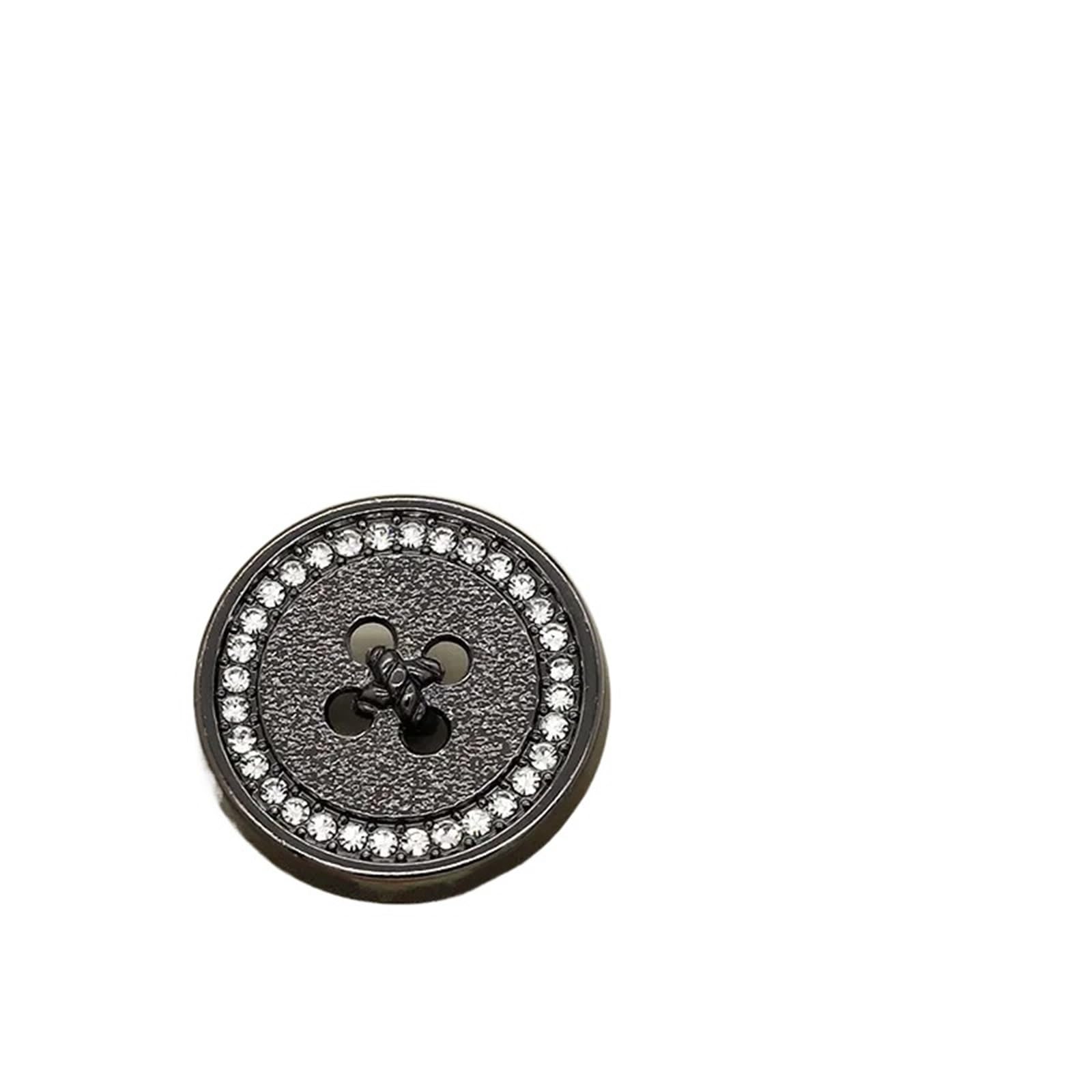LIZHAYG Diamante Buttons 10pcs Creative Shank Buttons Fashionable Diamond-studded Metal Shank Buttons Buttons Clothing Accessories(Black,23MM)