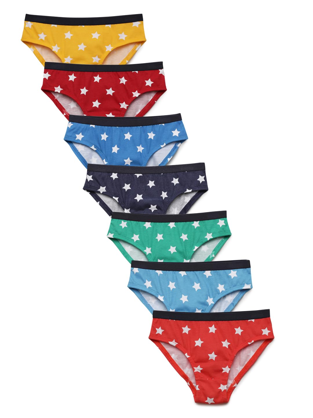 CHARM N CHERISHStar Printed Pack of 7 Boys Cotton Briefs-Underwears for Boys, Boys Underpants