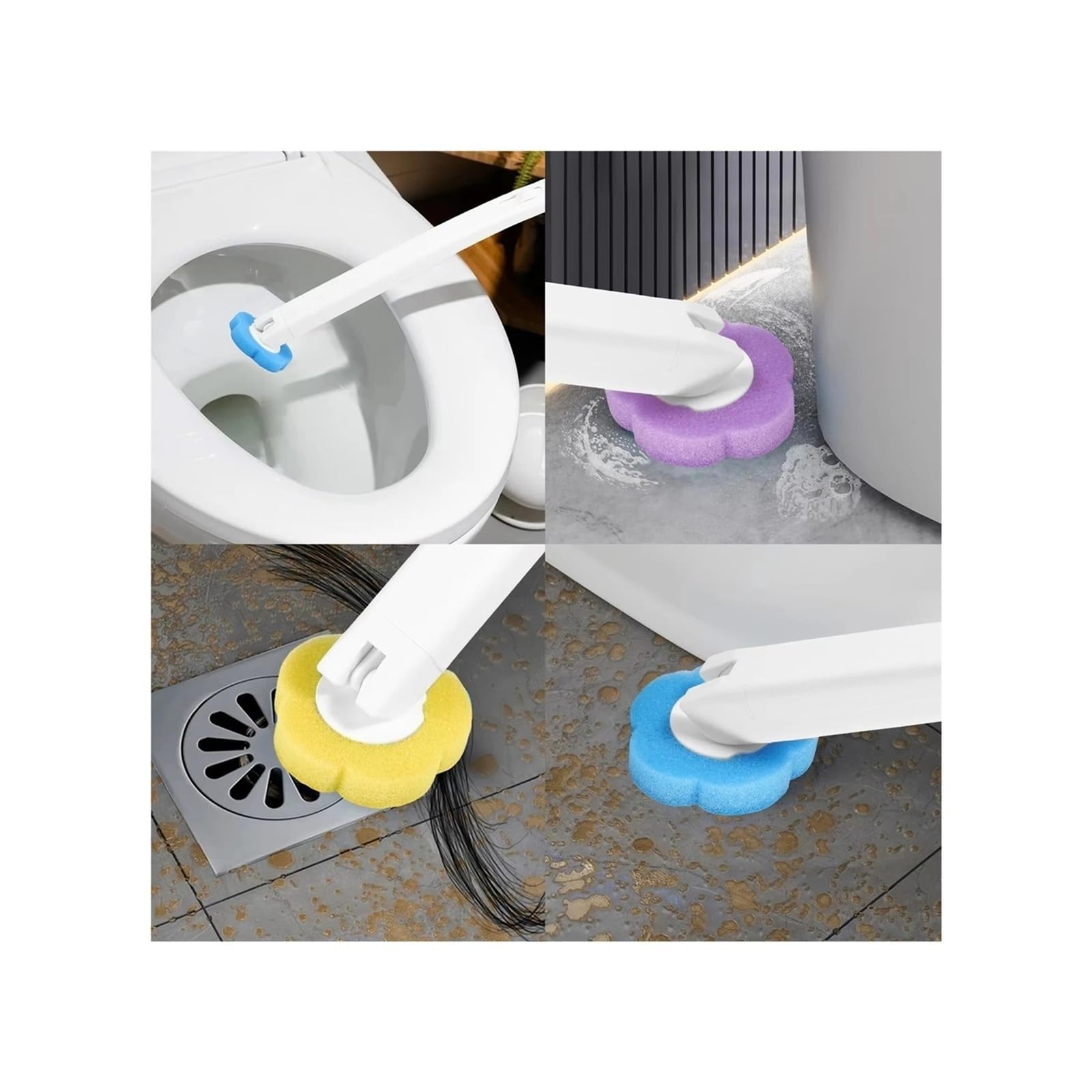 WC-Bürstengarnitur mit langem Griff, hygienisches Ersatz-Reinigungsset(Yellow 36PCS)