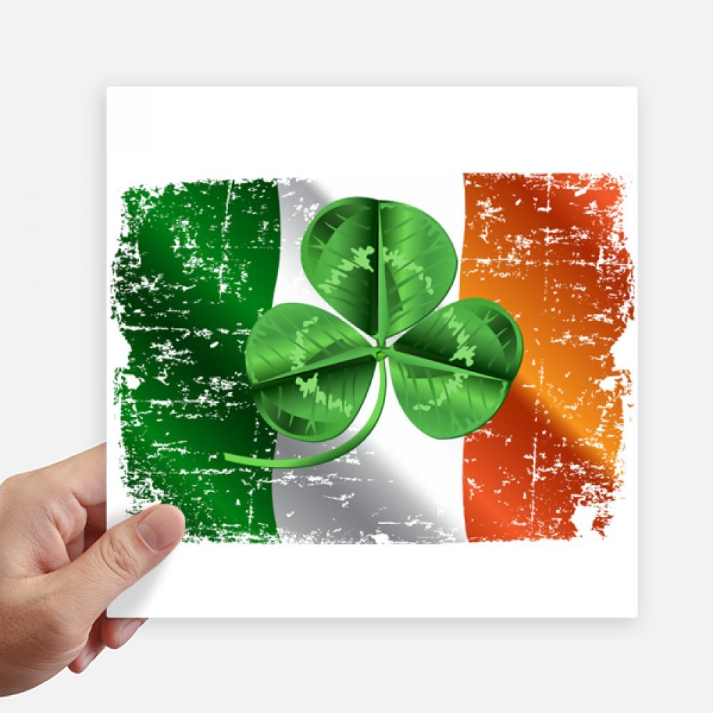 Autocollant trèfle Irlande 20 cm pour valise et déco murale carrée