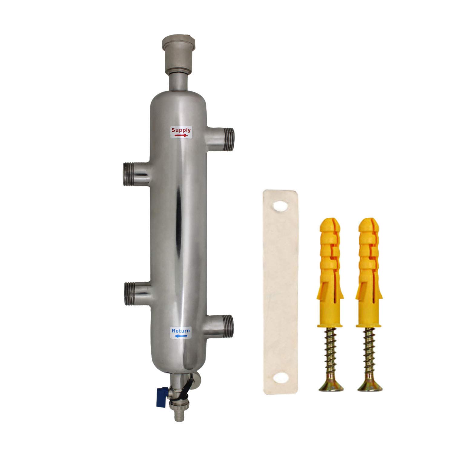 Separatore compensatore idraulico multifunzionale inox per distributore collettore riscaldamento a pavimento radiatore 3/4 1 1-1/4 1-1/2 pollice (1 pollice)