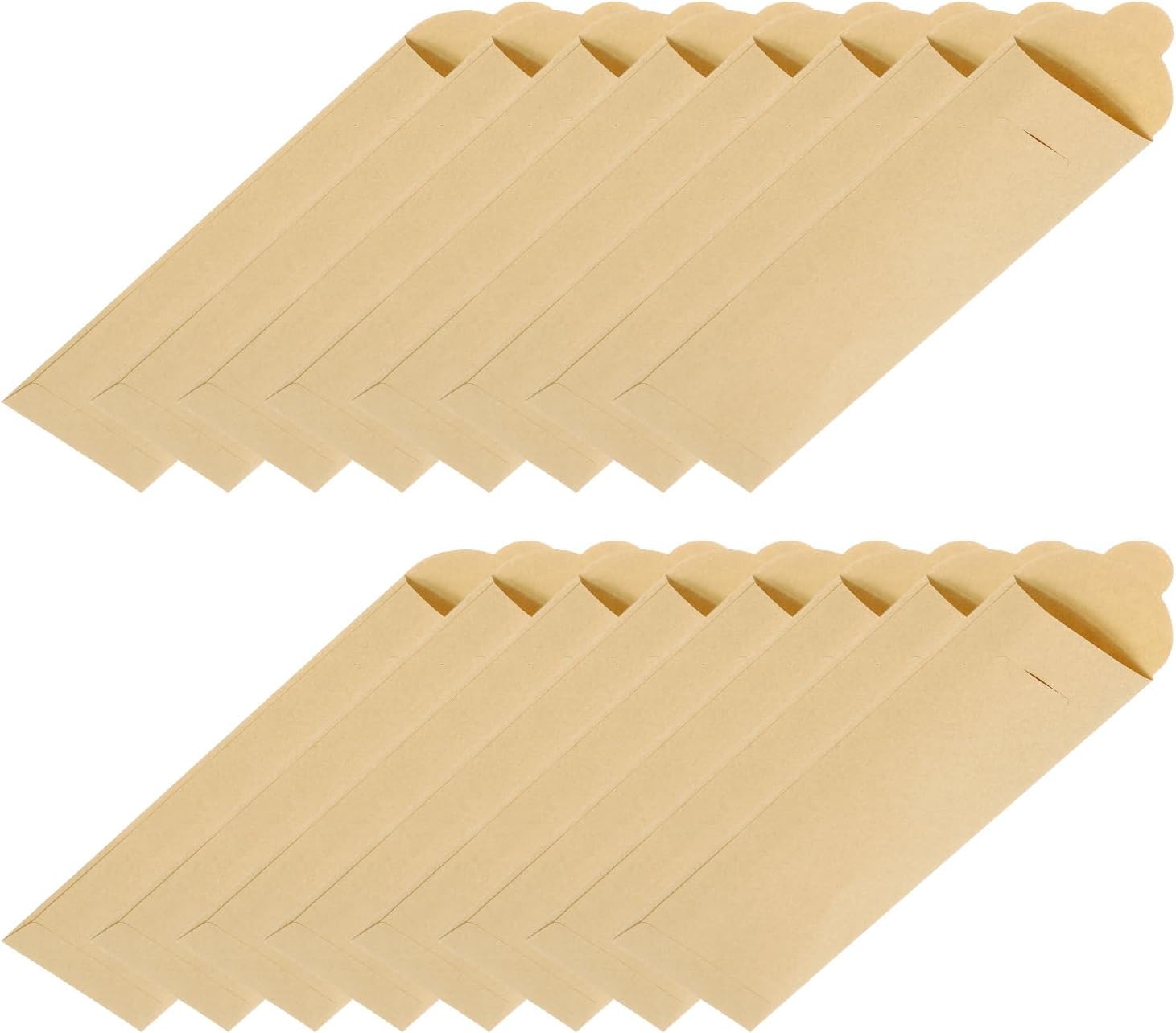 uxcell 200 Pcs Paper Silverware Bags 8 x 2.4 Inch Disposable Silverware Sleeves Sealable Oilproof Kraft Paper Bag Utensil Holder for Cutlery Spoon Chopsticks, Brown