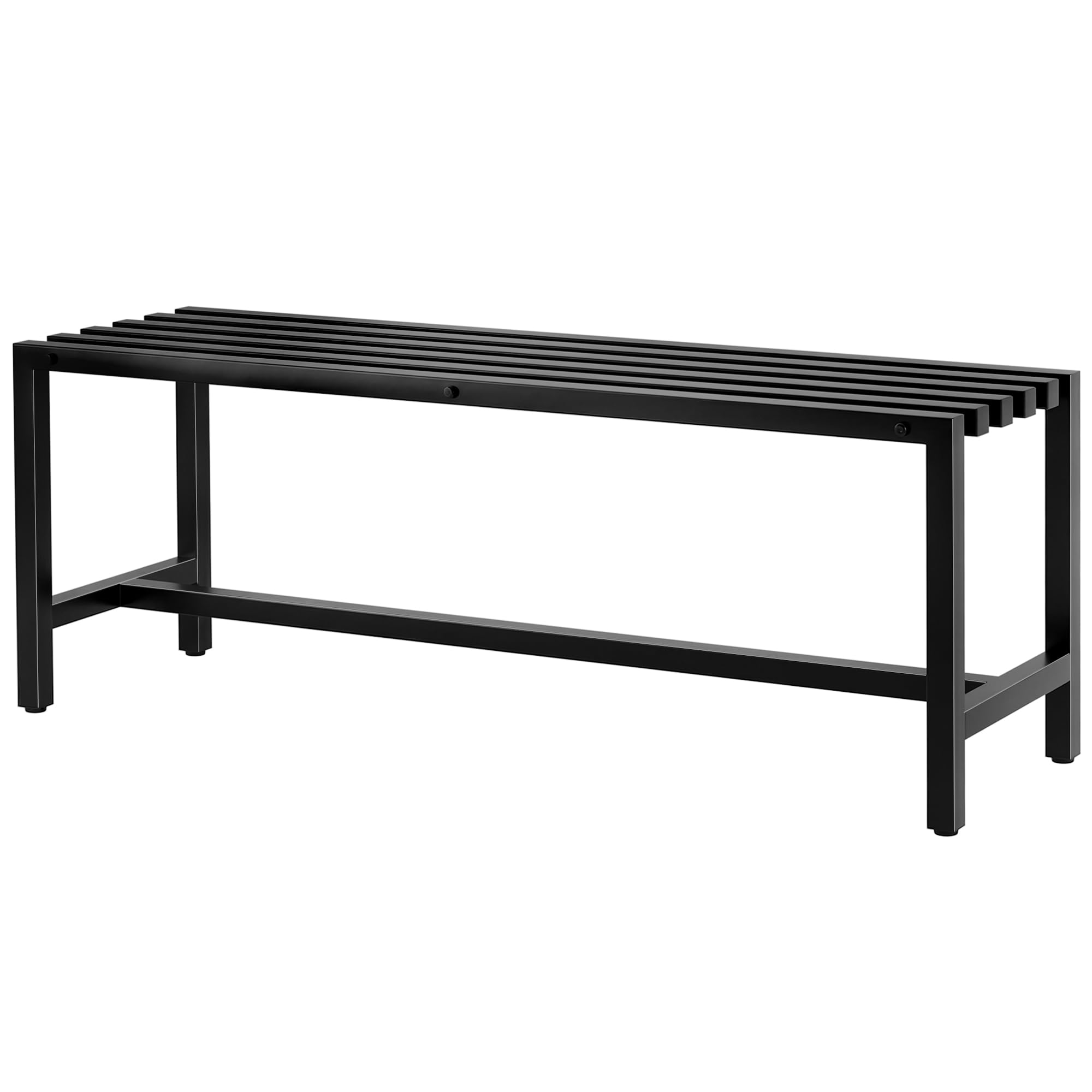 Outsunny Panchina da Esterno in Acciaio Zincato, Panchina da Giardino per 2 Persone, Seduta Senza Schienale con Piedini Regolabili, Design Industriale Moderno per Patio, Parco, Giardino, Nero