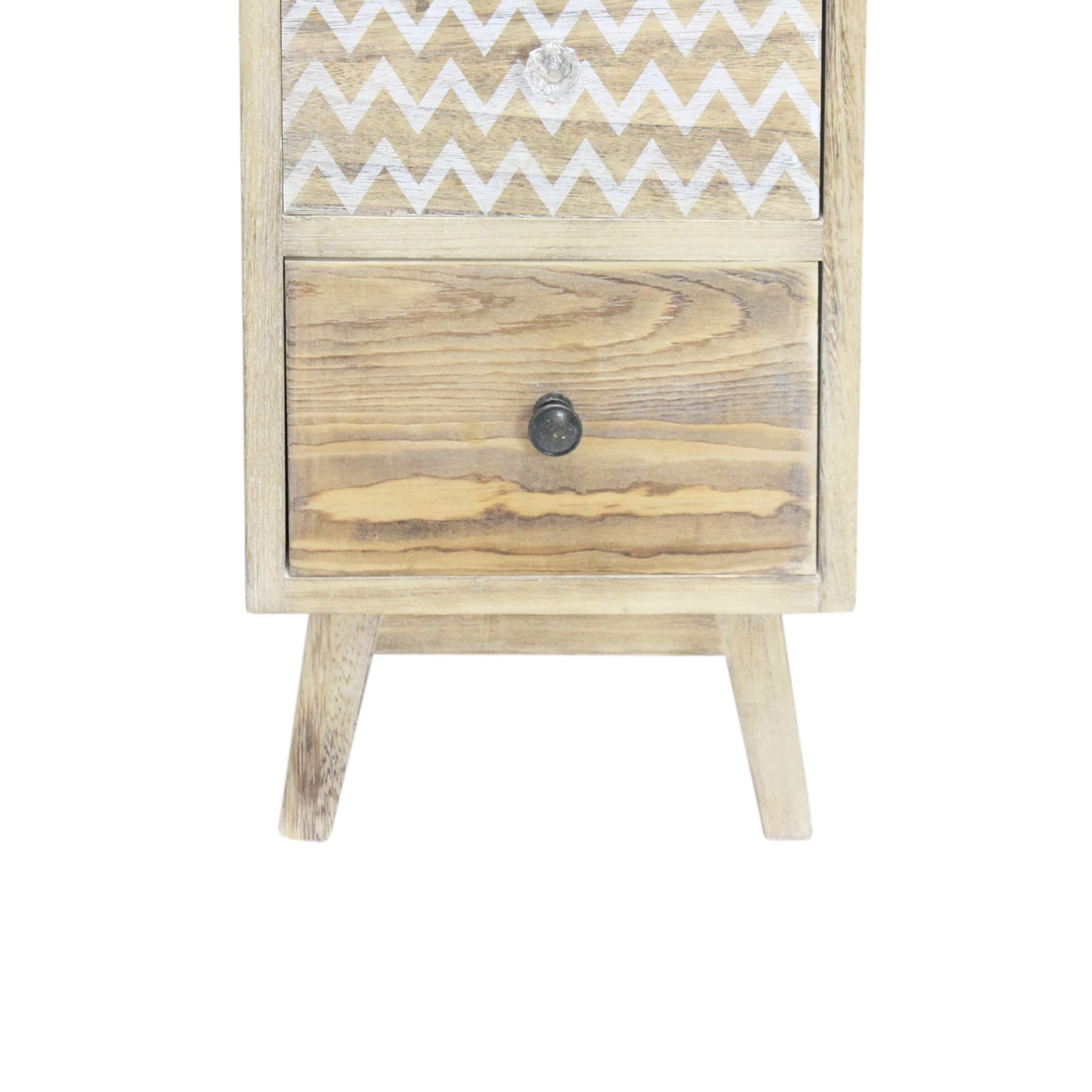 Rebecca Mobili Comodino Legno Vintage, Cassettiera Piccola, 4 Cassetti, Marrone Chiaro Bianco Shabby, Portaoggetti Biancheria - Misure: 81,5 x 30 x 30 cm (HxLxP) - Art. RE6619