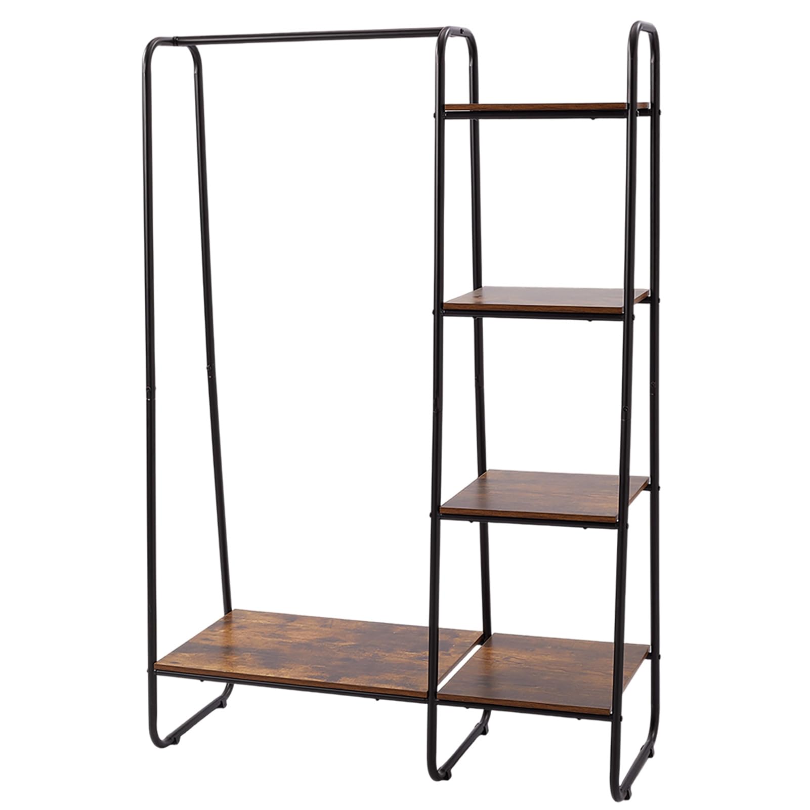 Warmiehomy Coat Rack Stand with Shoe Storage Coat Hanger with 5 Storage Shelves Hall Tree Wardrobe Rack Open Clothes Freestanding Rail For Bedroom Hallway Entryway 101x30x150cm(Vintage Brown)