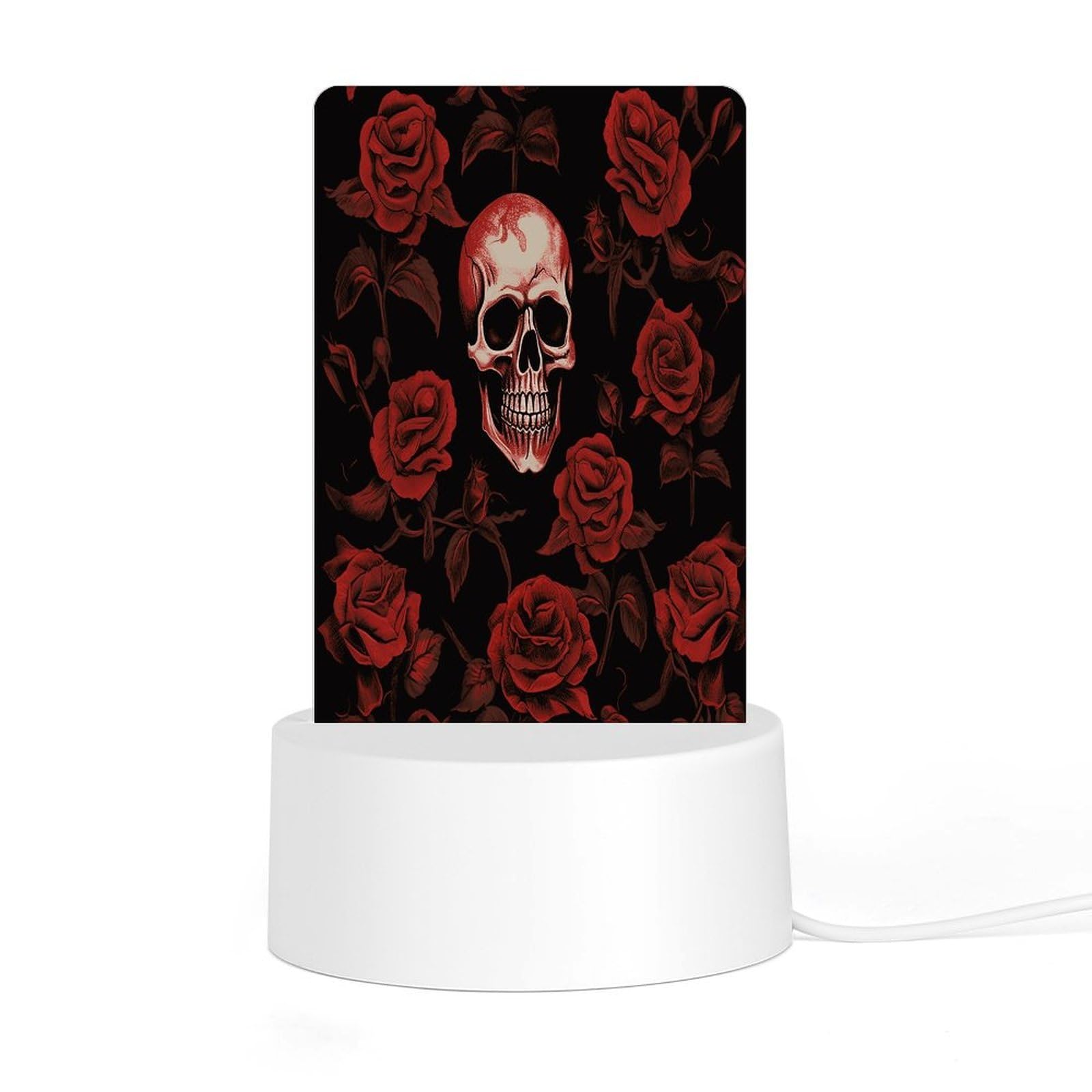 Adfgyerh Style Skull Rose Night Light Acrylic Material Easy Installation, Home Decor Usb Interface Power Supply, Lamp For Restaurant Bar Cafe Room Decor