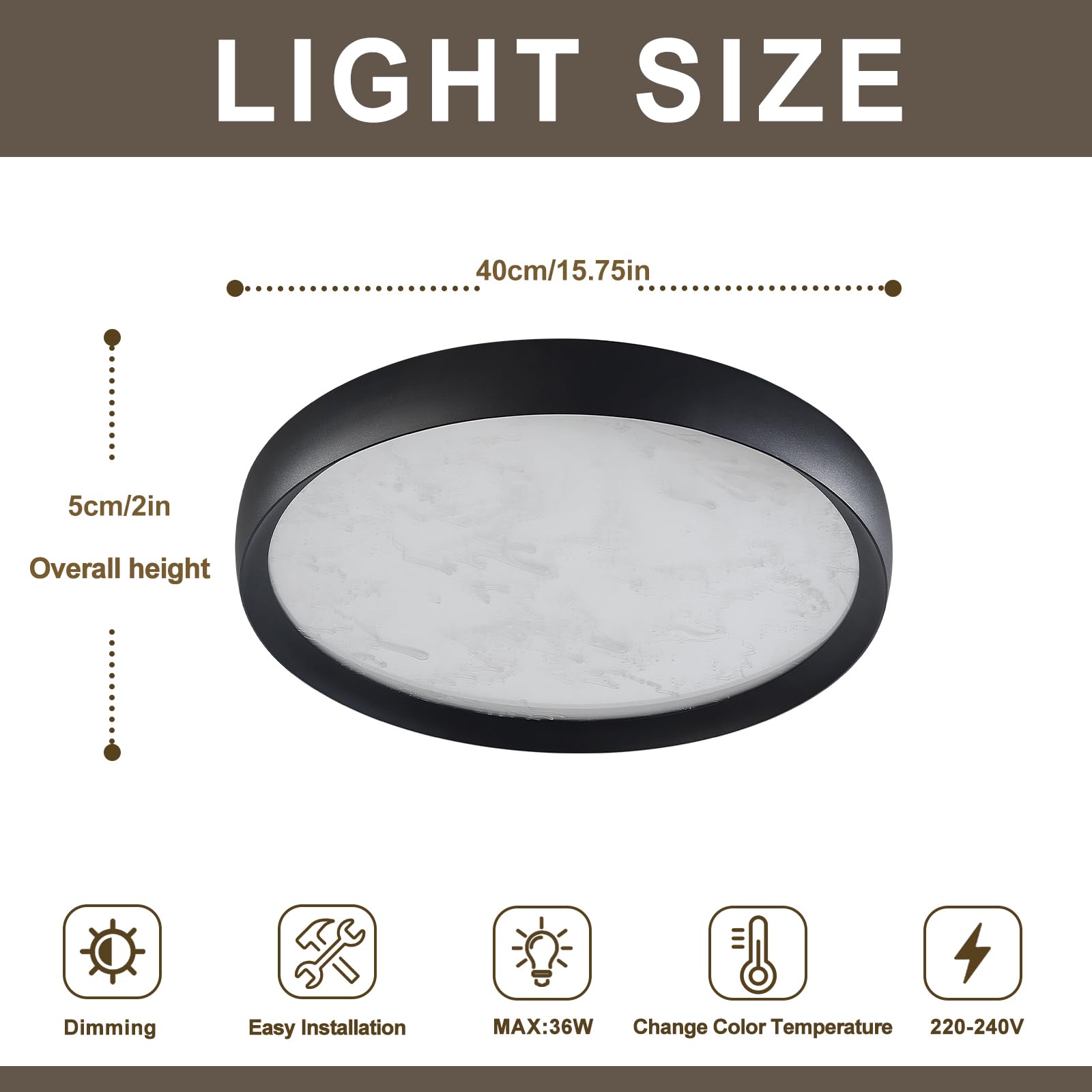Okrągła lampa sufitowa chmura czarno-biała, nowoczesna. Lampa sufitowa 40 cm do salonu, 36 W, 3000-6000 K zmienna intensywność z pilotem zdalnego sterowania Lampa sufitowa Led sypialnia