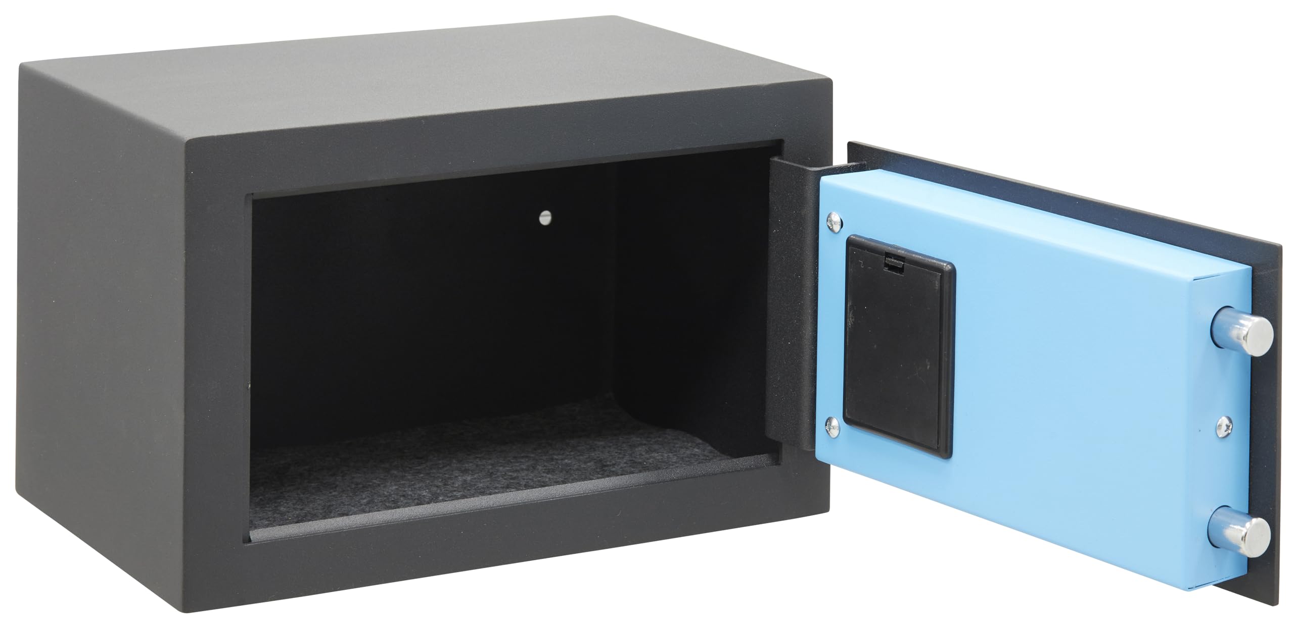 ARREGUI Blue 650110 Coffre-fort en acier avec serrure électronique à code | 20x31x20 cm | 10 L | Coffre fort de sécurité pour la maison | Clavier à code programmable | Clé d'ouverture d'urgence | gris