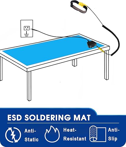 Miniatura 3 de Alfombrilla antiestática para PC ESD Mat 17 "X25" Kit de alfombrilla de mesa de soldadura Reparación de electrónica de computadora - Estera estática