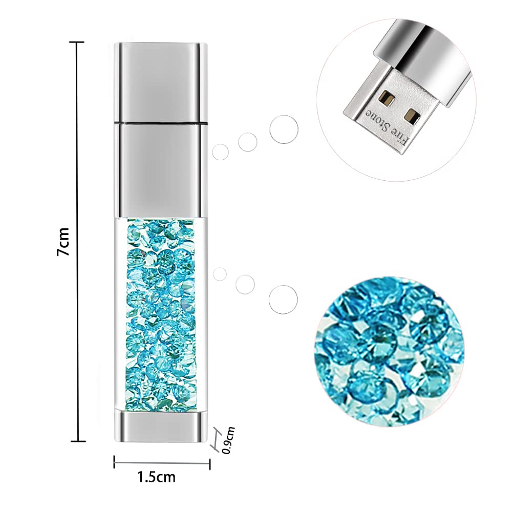 Piękny diament USB 2.0 pamięć flash pamięć danych pamięć USB wisiorek prezent (16 GB, jezioro niebieski)