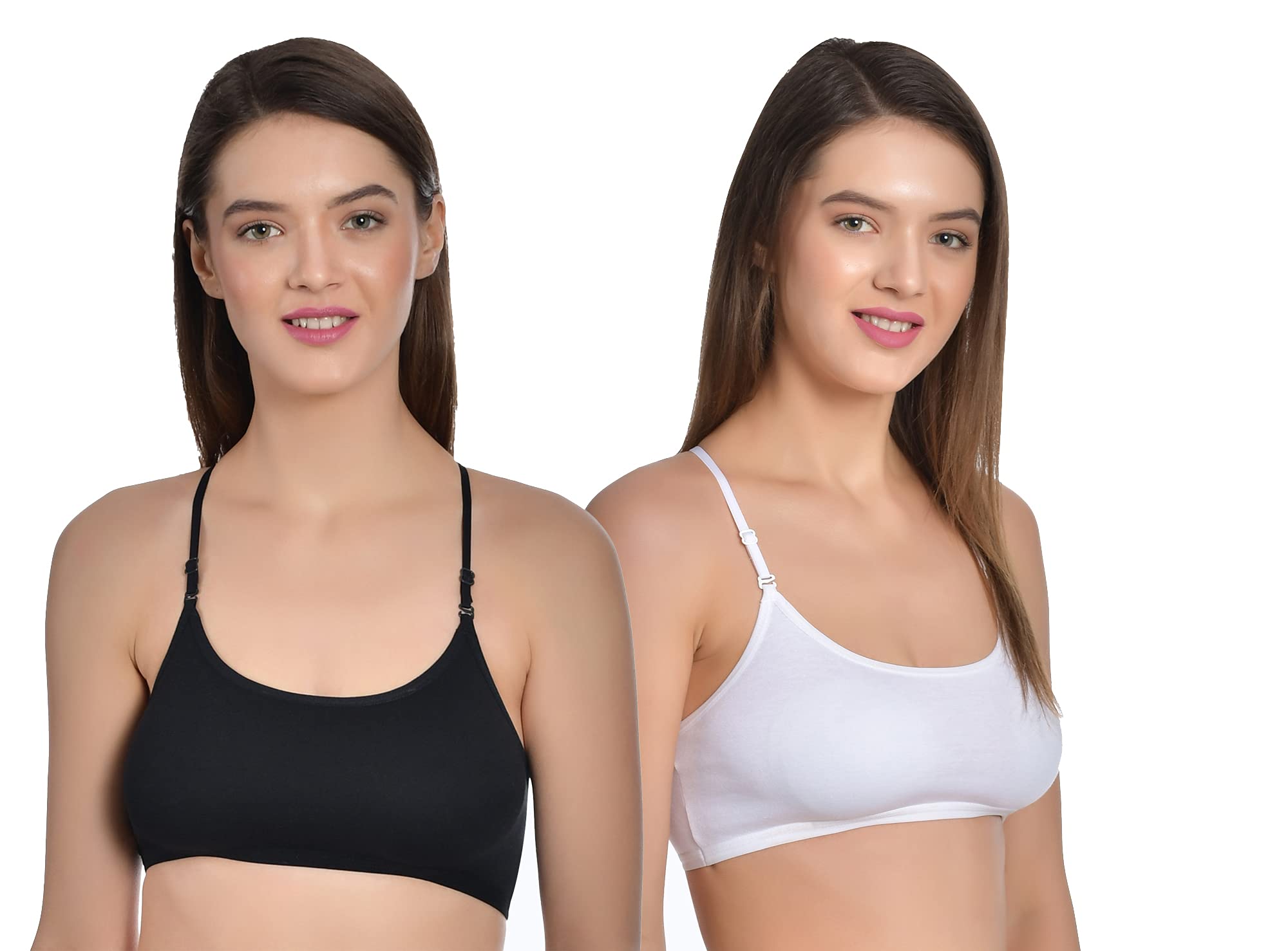 Women's Cotton Non-Padded Non-Wired Low Coverage Multiway Sports Bra Pack of 2-image-33