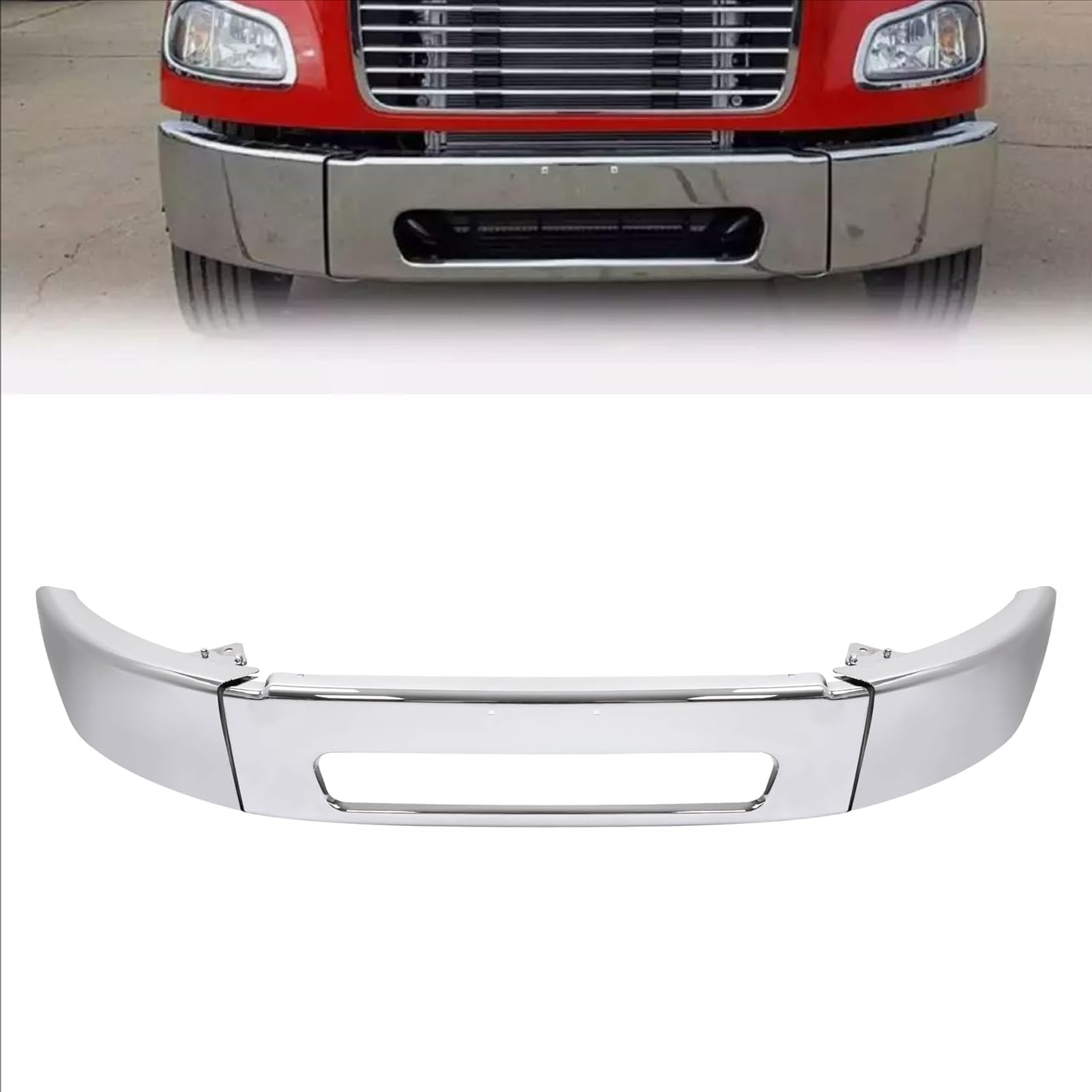 Photo 1 of Front Bumper Assembly Compatible with 2003-2021 Freightliner M2 106 112 Models A2126683005 A2127811016 A2127811017 Steel Chrome Chrome