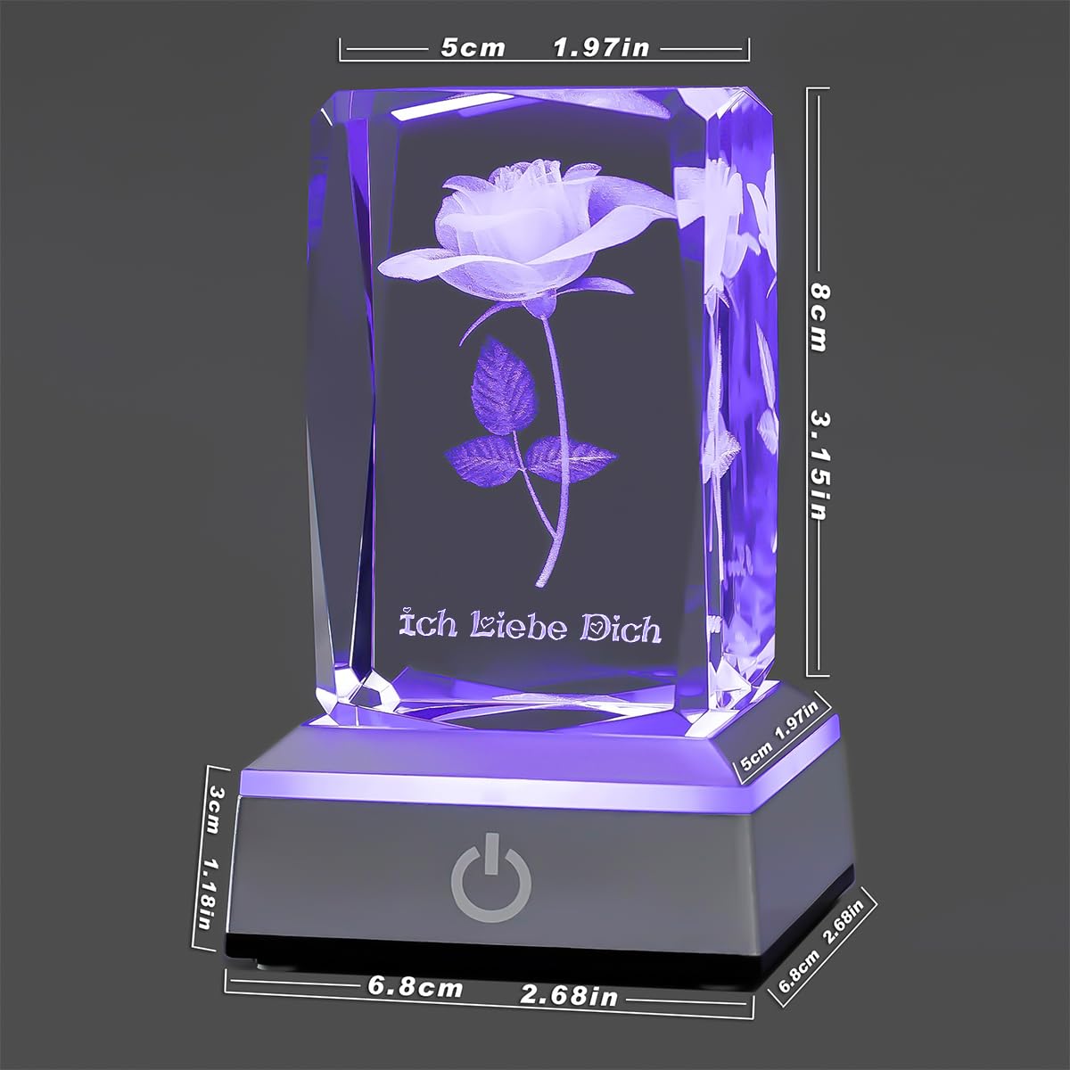 3D Rose Kristall Mehrfarben-Nachtlicht Ich liebe dich Decolamp,Muttertag Geschenk Ideen für Mutter Frau von Tochter Ehemann, Valentinstag Geburtstag Geschenk für Freundin Paar sie