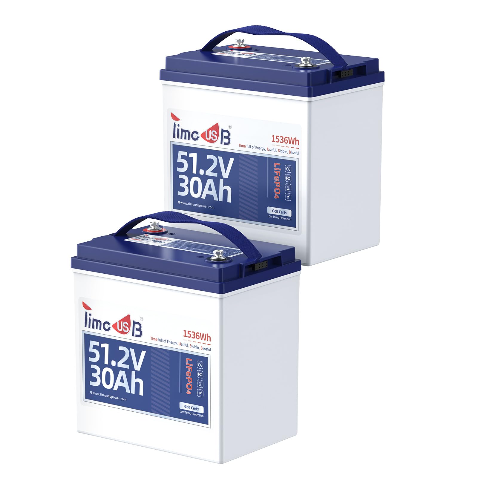 2 Pack 48V 30Ah LiFePO4 Golf Cart Batteries - Built-in 100A BMS, 2.67C Discharge, 4kW Motor Support, 4000+ Cycles, Ideal for Golf Carts & 48V Street-Legal Vehicles